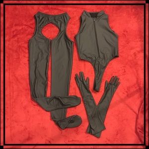 Three Piece Rubber-Like Body Suit Four Piece Set